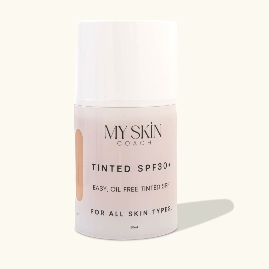 bottle of tinted SPF 30 plus